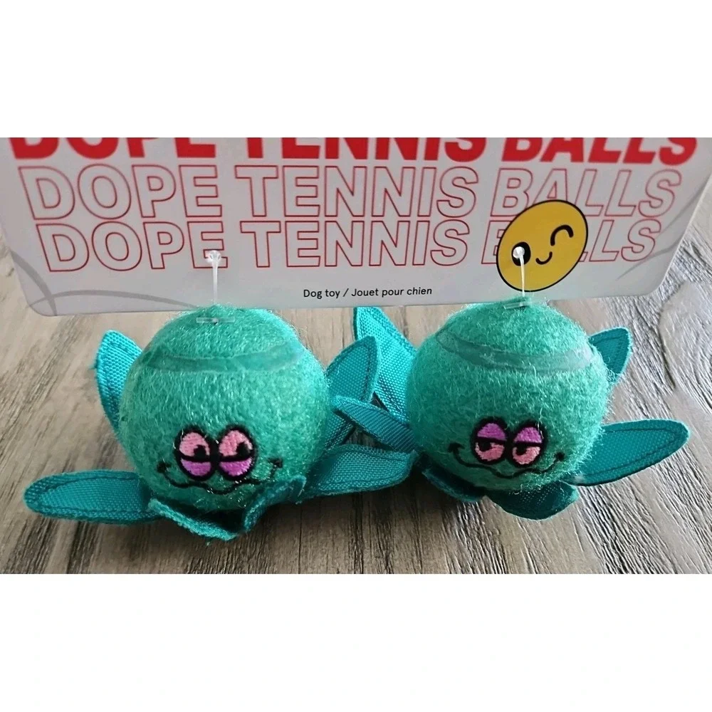 Bark Box XS-S Dope Tennis Balls Squeaky 420 Collection Green New